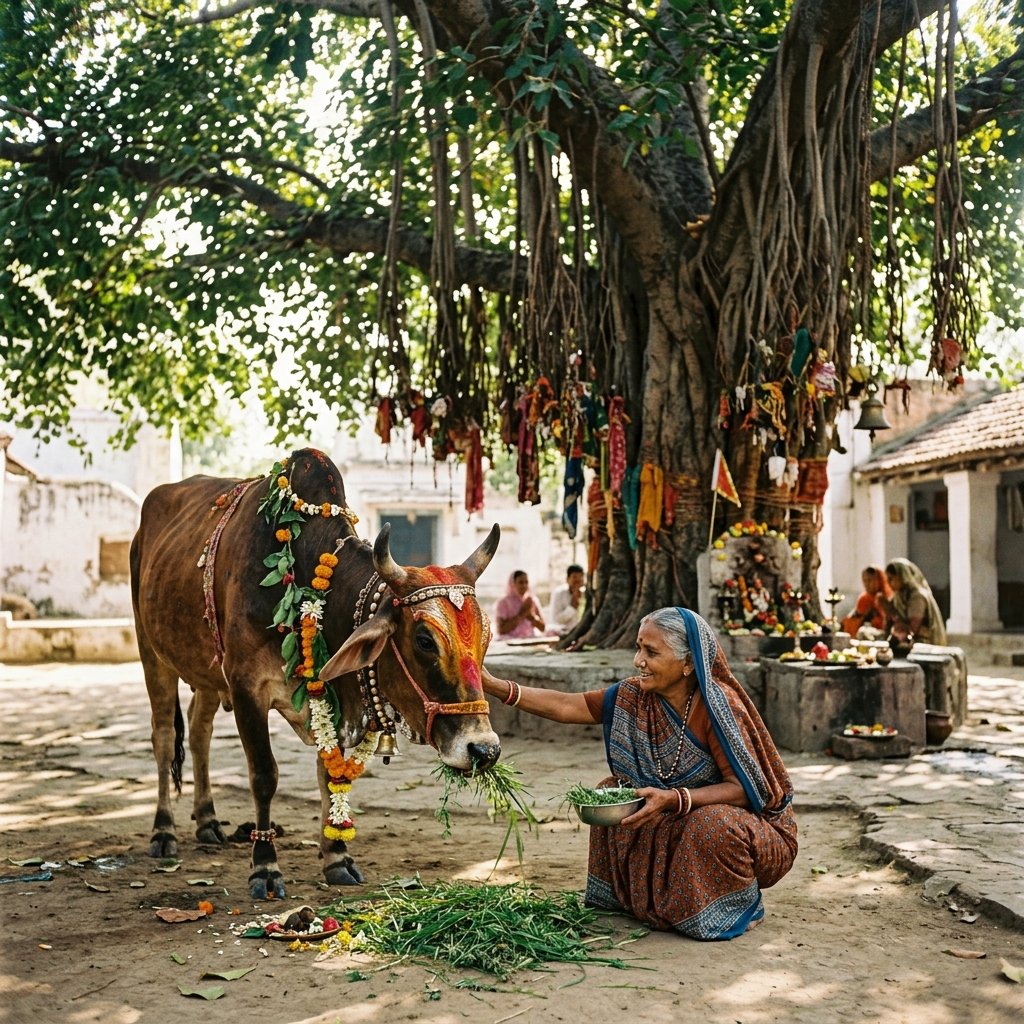Gau Mata Seva and Fodder Offering in Mathura